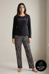 Zivame Buttersoft Knit Poly Pyjama Set - Black Beauty — thumbnail 1